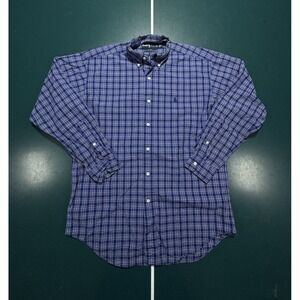 Ralph Lauren Button Down Shirt Mens Small Blue Plaid Blake Long Sleeve Cotton